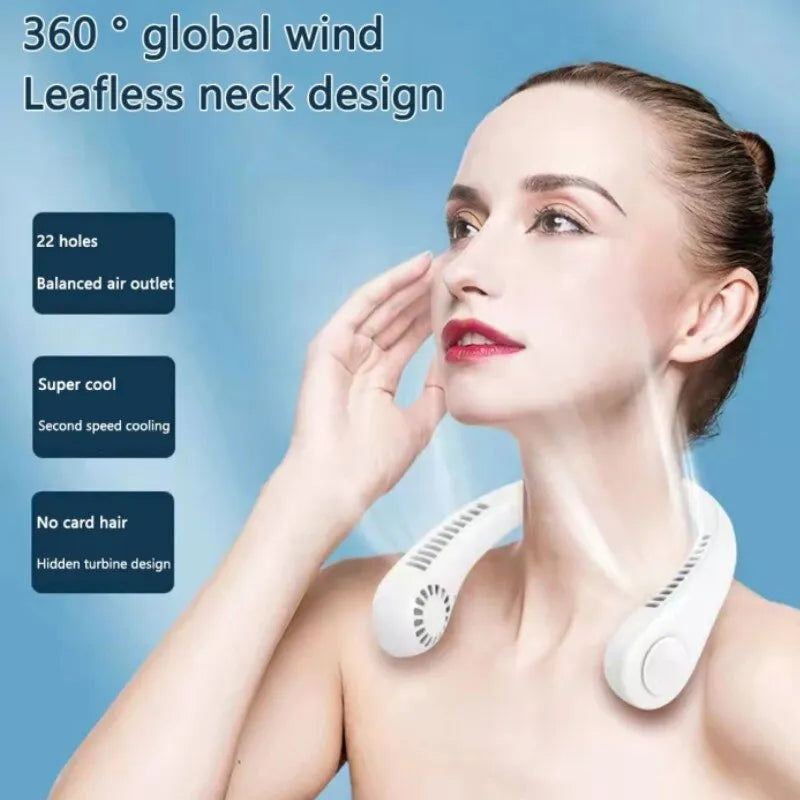 Mini Neck Portable No Bladeless Hanging Neck Rechargeable Air Cooler