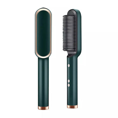 Hair Straightener Iron Brush Straight Hair Comb 2-in-1 Hair Straightener Curling Professional Styling Brush Hair Curler & Straightener For Women (Random Color)