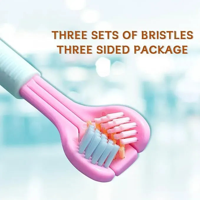 Three-Sided Ultra Soft Bristle Toothbrush – Gentle Oral Care Safety Teeth Cleaning Brush | Pack of 2