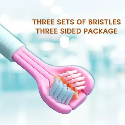 Three-Sided Ultra Soft Bristle Toothbrush – Gentle Oral Care Safety Teeth Cleaning Brush | Pack of 2