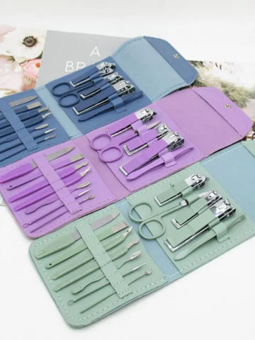16-in-1 Stainless Steel Nail Care Kit – Manicure & Pedicure Tool Set (Random Color)