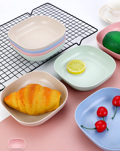Plate Set Pack of 10 – Plastic Split Bone Dish Plates with Holder (Random Colors)
