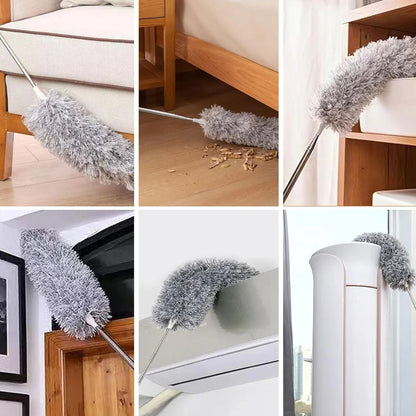 Extendable Microfiber Duster Feather Duster With Extra Long Pole Bendable Washable Head For Ceiling Fans Cars Blinds Cobweb ~ 2.25 Meter