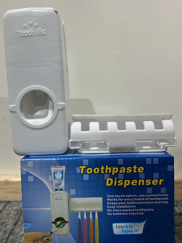 Automatic Toothpaste Dispenser With Toothbrush Holder Easy Use Bathroom Accessory