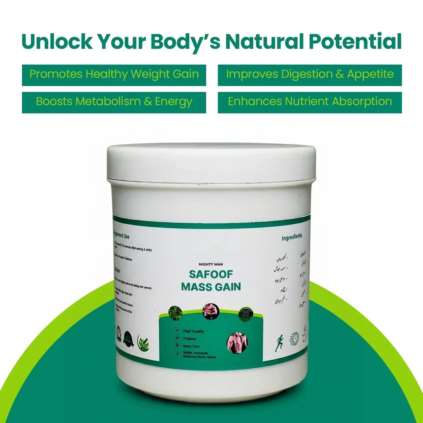 Safoof Mass Gain Herbal Weight Gain Powder Natural Body Mass Support Formula