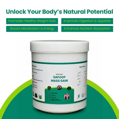 Safoof Mass Gain Herbal Weight Gain Powder Natural Body Mass Support Formula
