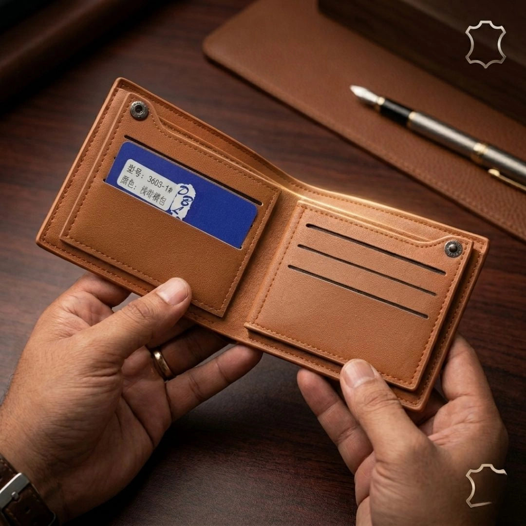 Anchor Emblem Bifold Leather Wallet with Box