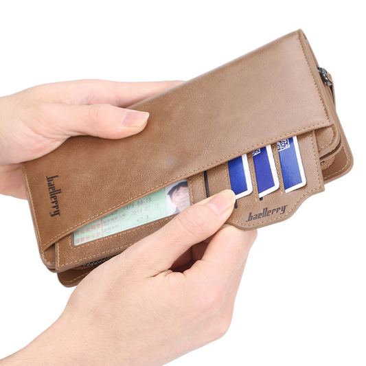 Balebaily Long Wallet for Men & Women with Zipper Pocket 15 Card Slots and Photo Window