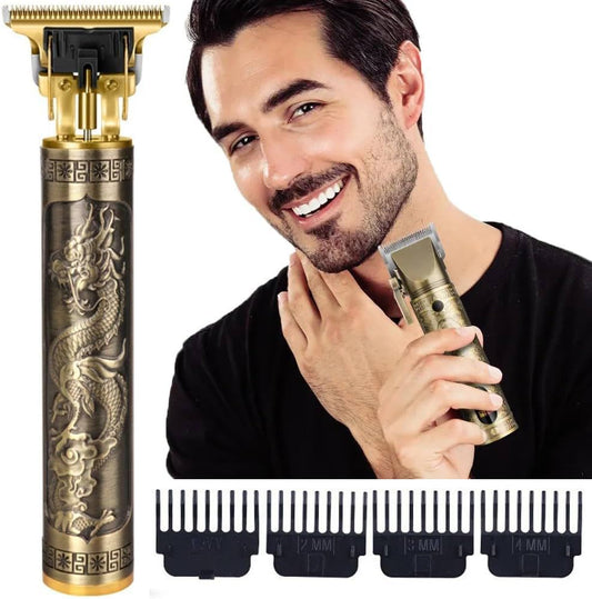 Vintage T9 Professional Metal Body Hair Trimmer – Cordless Rechargeable Electric Beard Shaver & Detail Hair Clipper Kit for Men