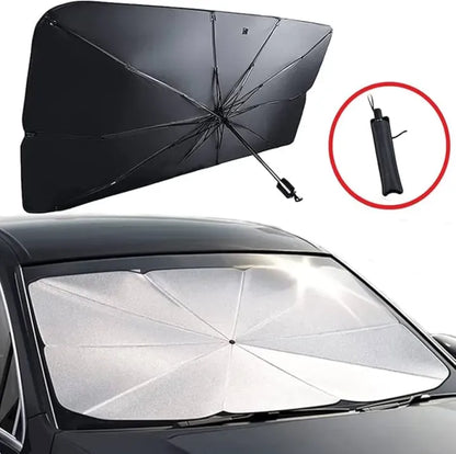 Premium Car Windshield Sun Shade Umbrella – Foldable Auto Front Window UV Reflector Blockout Shield