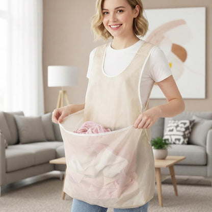 Laundry Bag Apron With Pocket Durable Fabric Storage Organizer Apron Size 21x22 Cm Pocket Size 22x14 Cm