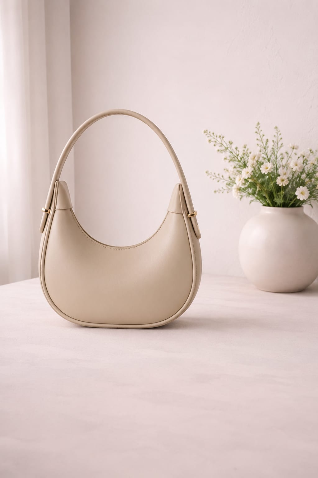 Half Moon Shoulder Bag Minimalist Elegant Handbag for Women