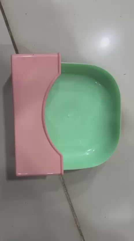 Plate Set Pack of 10 – Plastic Split Bone Dish Plates with Holder (Random Colors)