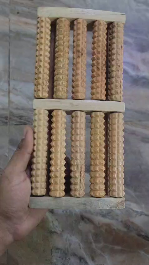 Traditional Wooden Roller Foot Massager Durable Natural Wood Design For Relaxation Stress Relief And Improved Blood Circulation